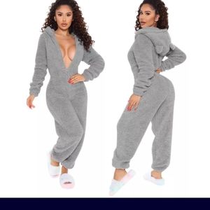 Gray Full body fleece onesie